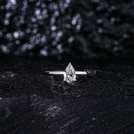 0.6Ct Pear Labgrown Diamond Solitaire Engagement Ring - Pear Jewels