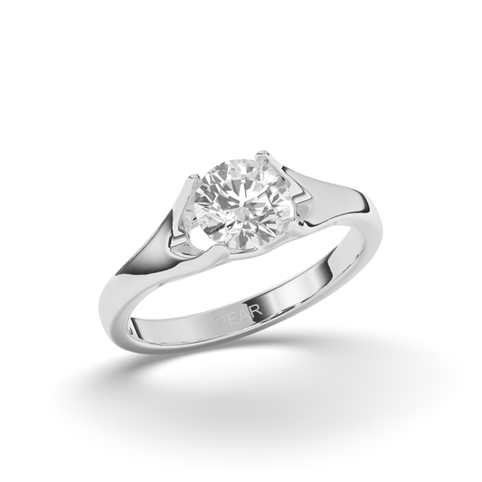 Lab-Grown Diamonds Classic Round Solitaire Ring - Pear Jewels