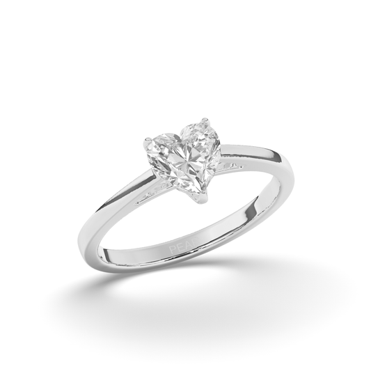 Lab-Grown Diamonds Heart-Shaped Solitaire Ring - Pear Jewels