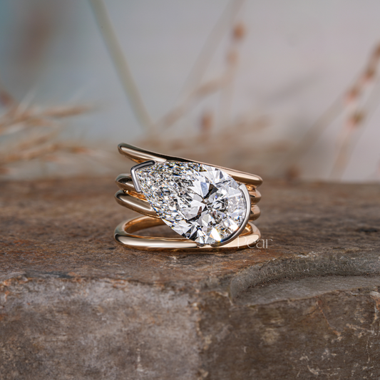 Pear Solitaire Wedding Fancy Labgrown Diamond Band - Pear Jewels