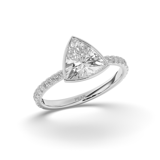 Trillion Curved Bezel Lab-Grown Diamond Ring - Pear Jewels