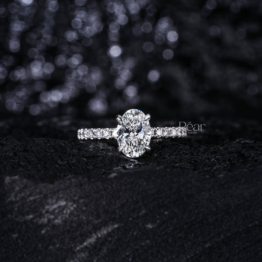 1.5Ct Oval Labgrown Diamond Engagement Ring - Pear Jewels