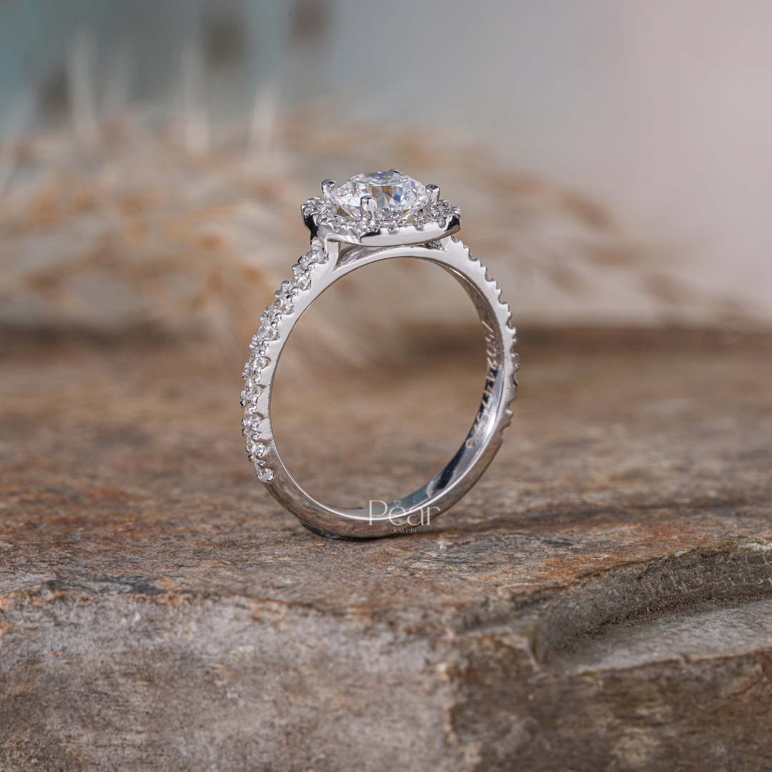 Double Halo Round Lab Grown Diamond Engagement Ring