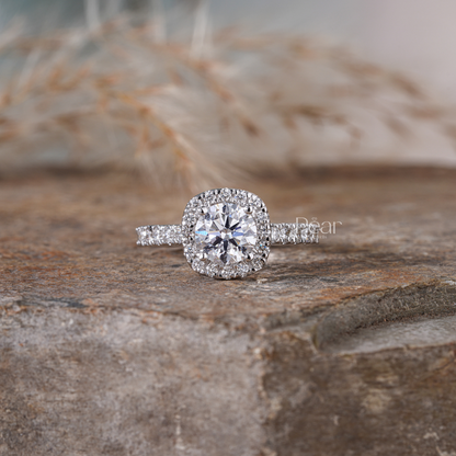 Double Halo Round Lab Grown Diamond Engagement Ring