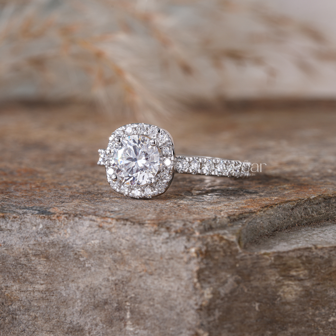 Double Halo Round Lab Grown Diamond Engagement Ring