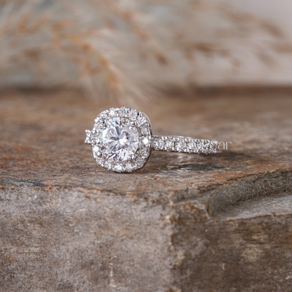 Double Halo Round Lab Grown Diamond Engagement Ring