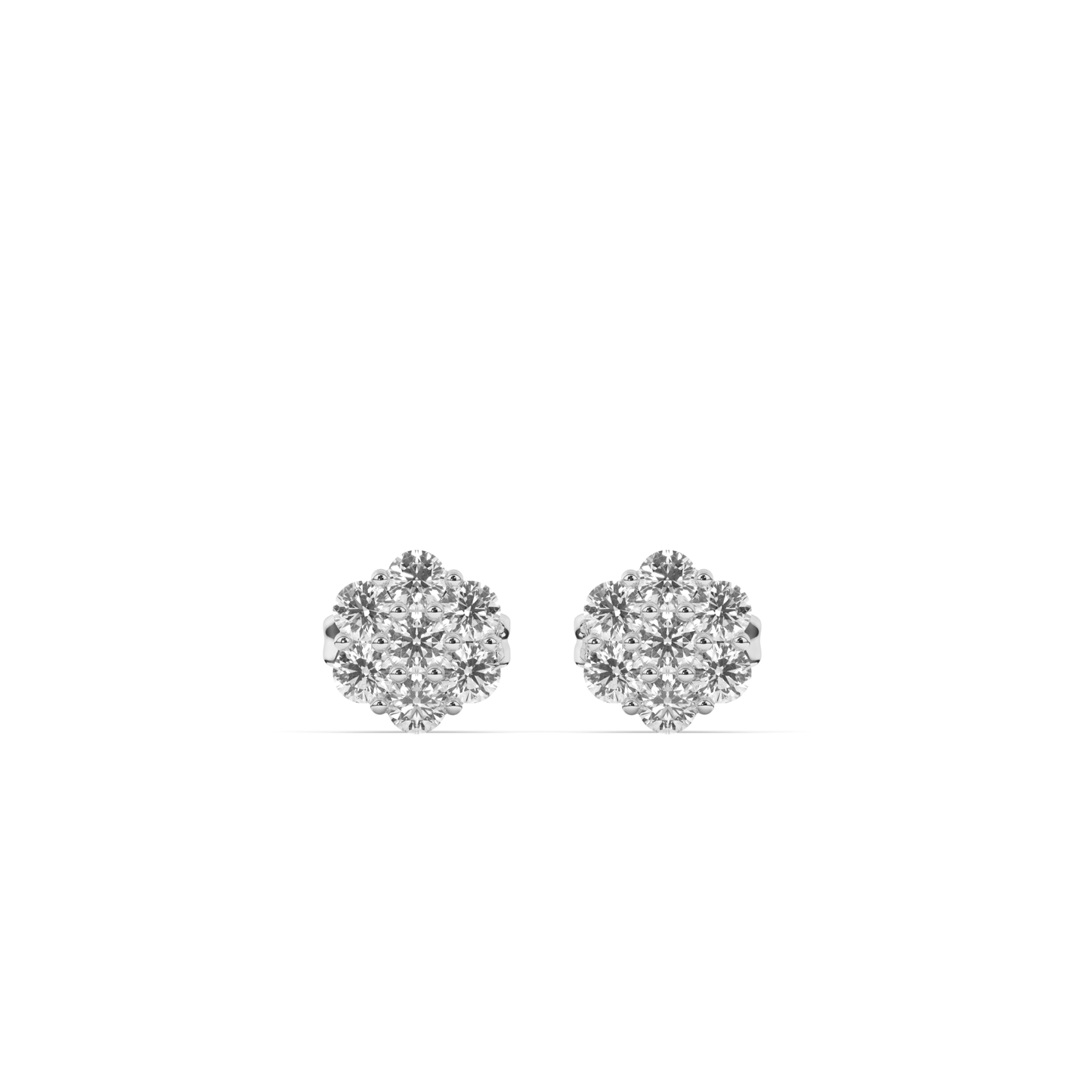 Charming Flower Round Lab-Grown Diamond Ear Studs