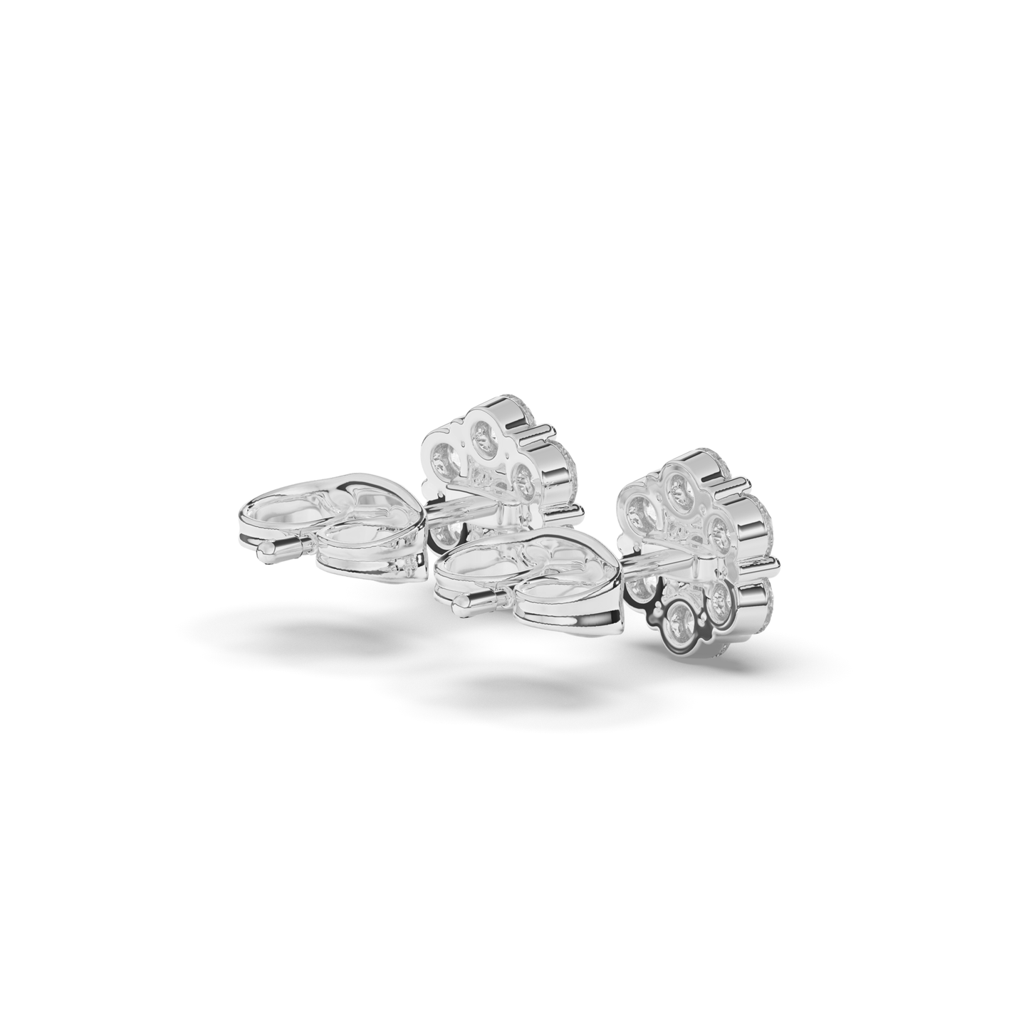 Charming Flower Round Lab-Grown Diamond Ear Studs