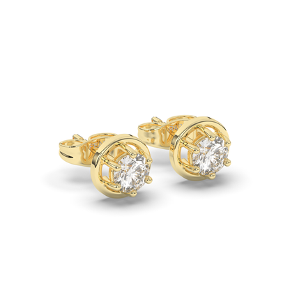 Rose Round Lab-Grown Diamond Stud Earrings