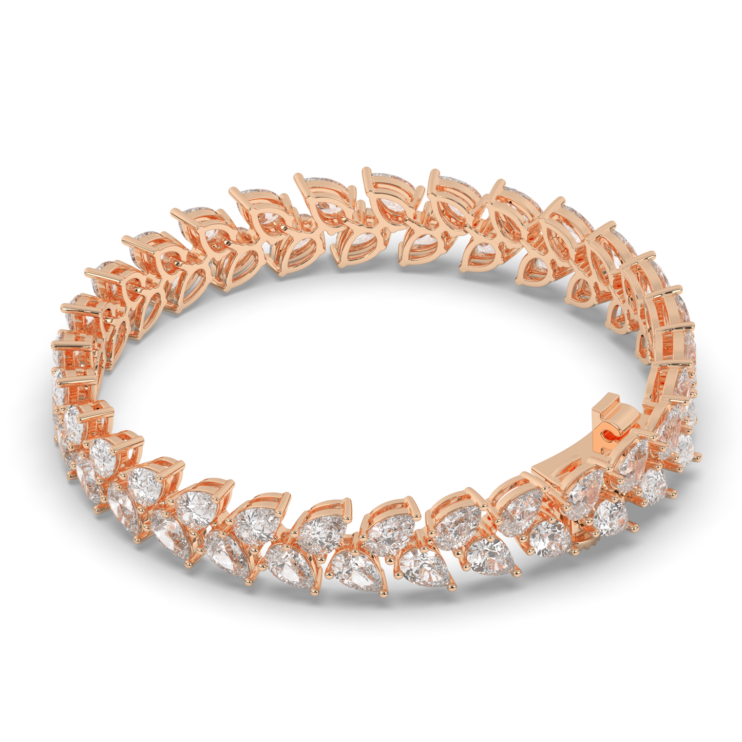 Pear Cut Lab-Grown Diamond Tennis Wreath & Leaf Garland Bracelet