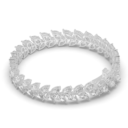 Pear Cut Lab-Grown Diamond Tennis Wreath & Leaf Garland Bracelet