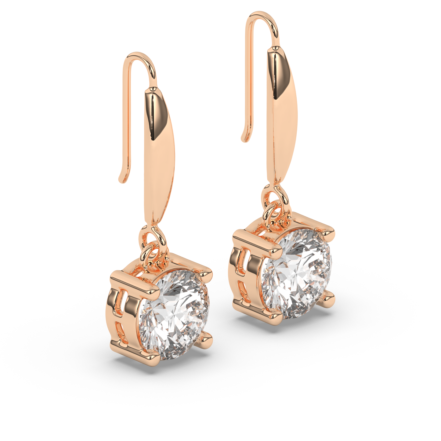 Round Lab Grown Diamond Dangles & Drops Earrings