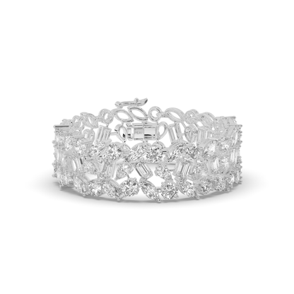 Tennis Bracelet with Elegant Royal Cutwork Lab-grown Diamonds