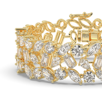 Tennis Bracelet with Elegant Royal Cutwork Lab-grown Diamonds