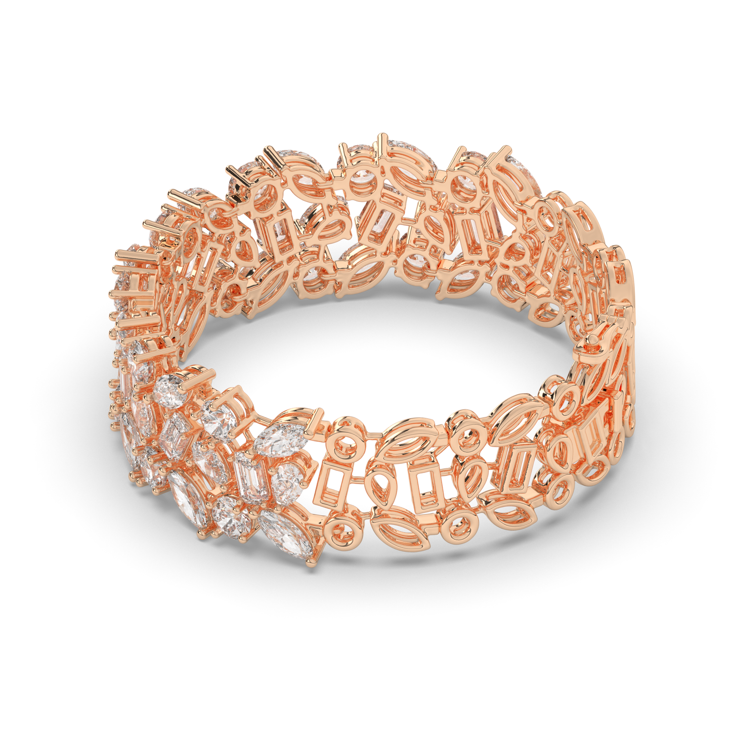 Tennis Bracelet with Elegant Royal Cutwork Lab-grown Diamonds