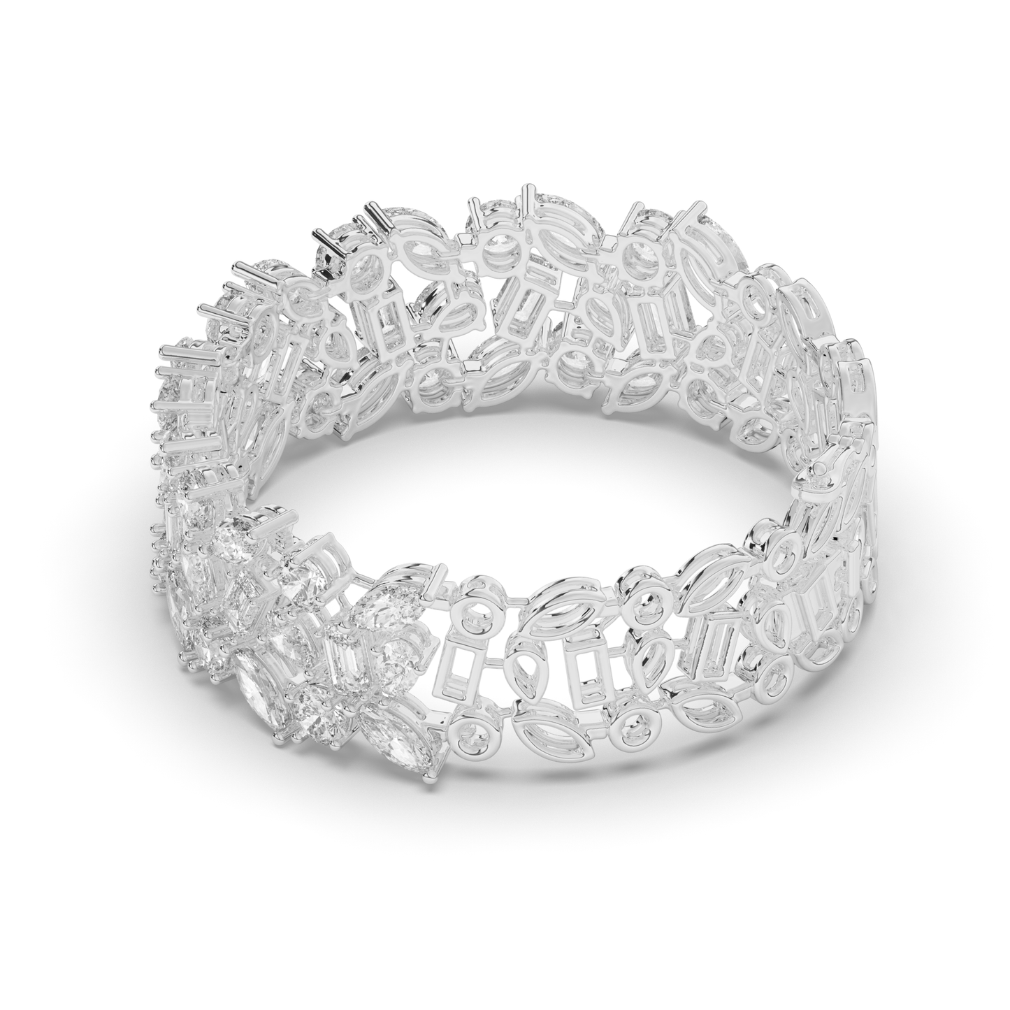 Tennis Bracelet with Elegant Royal Cutwork Lab-grown Diamonds