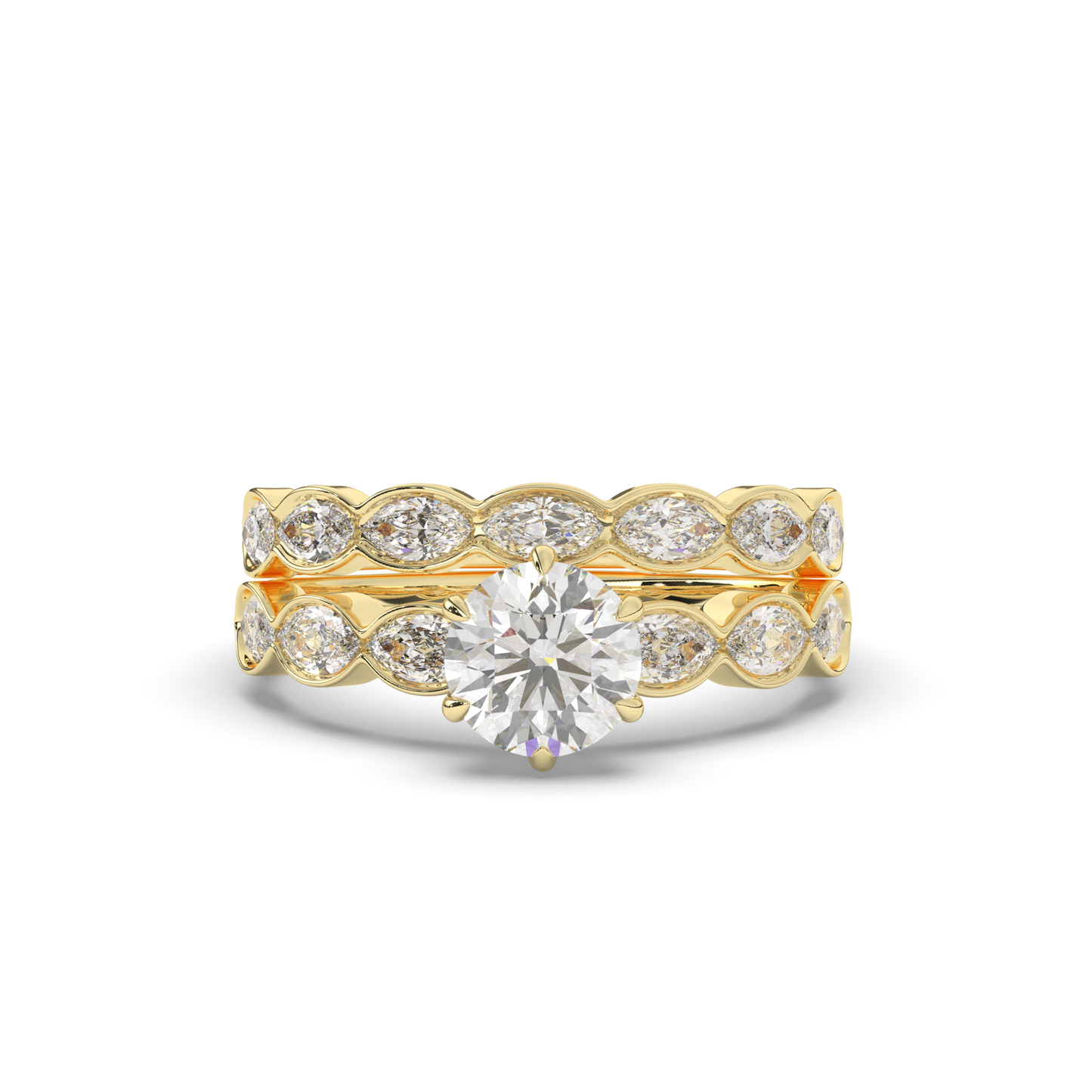 Vintage Marquise Lab-Grown Diamond Bridal Ring Set