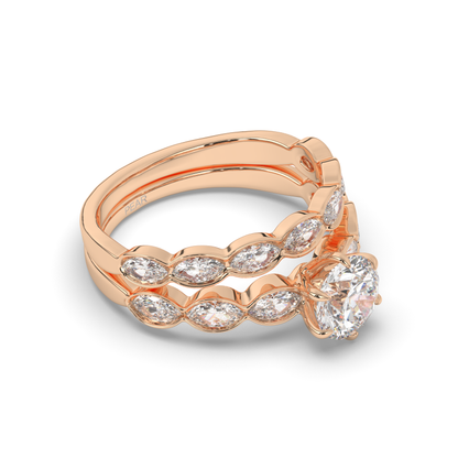 Vintage Marquise Lab-Grown Diamond Bridal Ring Set