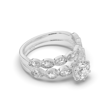 Vintage Marquise Lab-Grown Diamond Bridal Ring Set