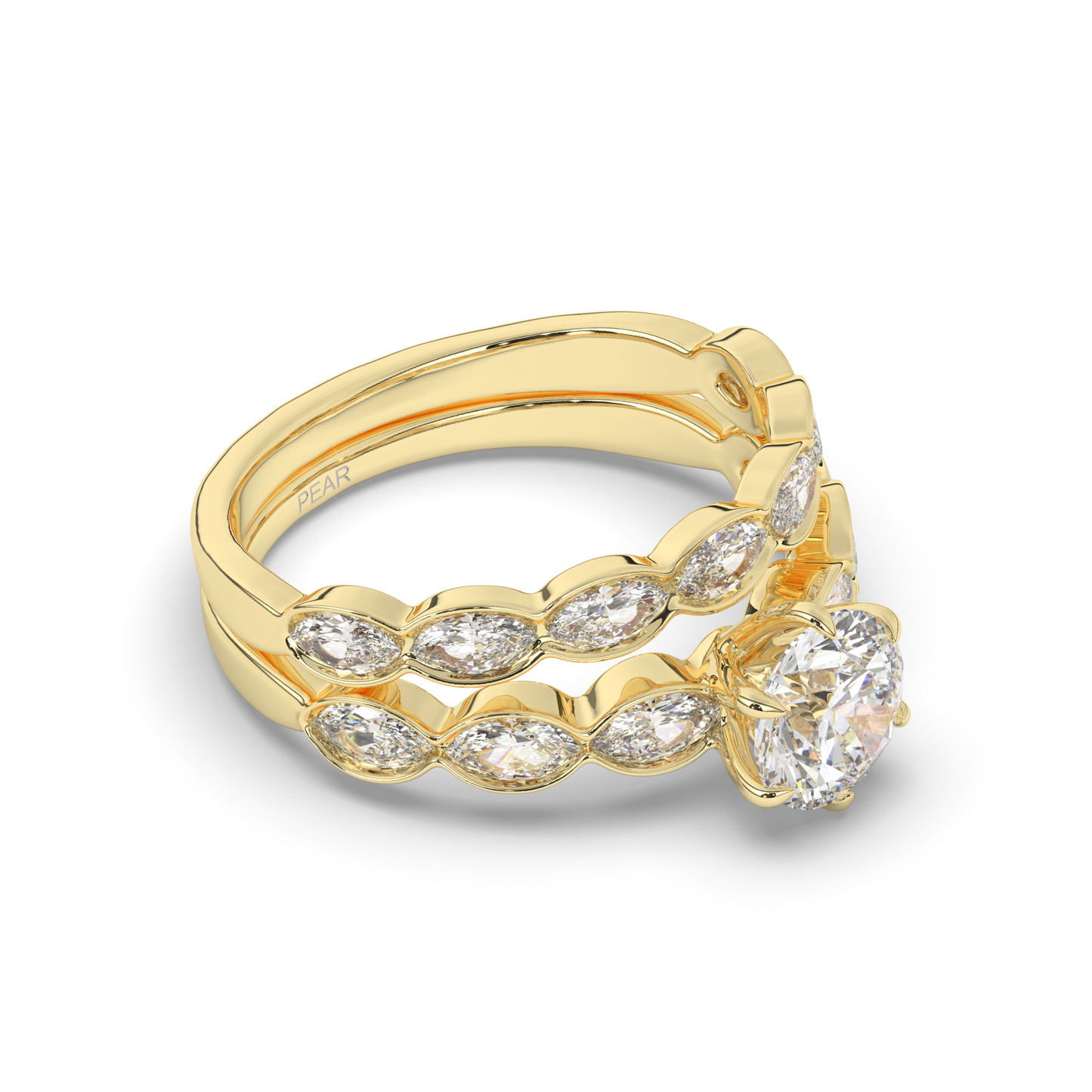 Vintage Marquise Lab-Grown Diamond Bridal Ring Set