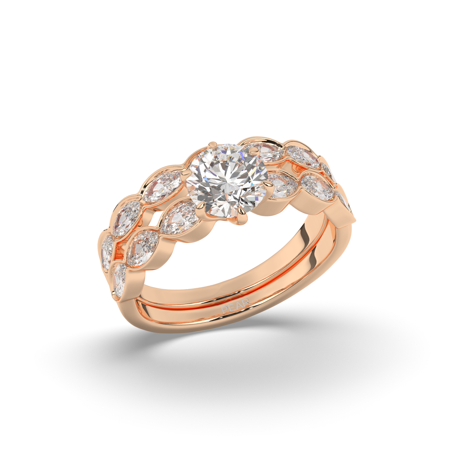 Vintage Marquise Lab-Grown Diamond Bridal Ring Set