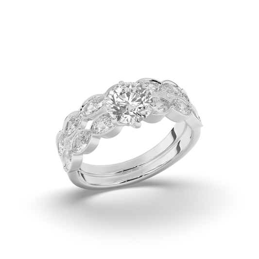 Vintage Marquise Lab-Grown Diamond Bridal Ring Set