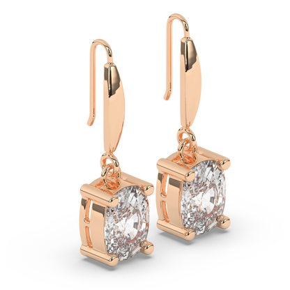 Elegant Oval Lab-Grown Diamond Dangle Earrings