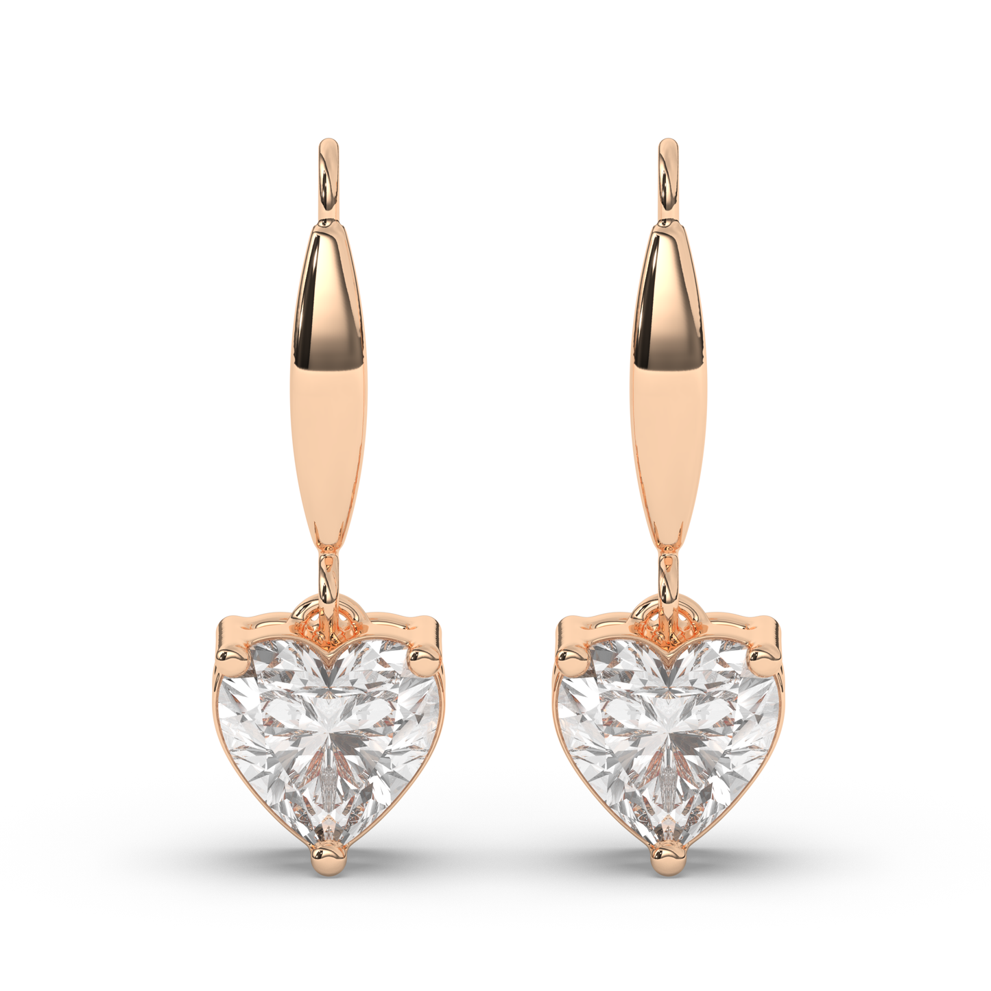 Heart-Shaped Lab-Grown Diamond Dangle Earrings