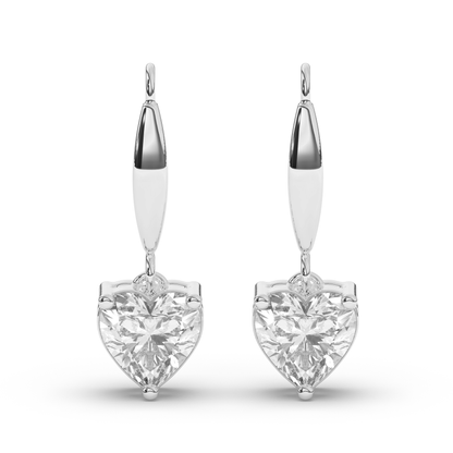 Heart-Shaped Lab-Grown Diamond Dangle Earrings