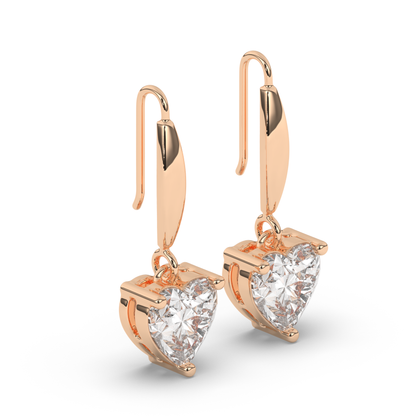 Heart-Shaped Lab-Grown Diamond Dangle Earrings