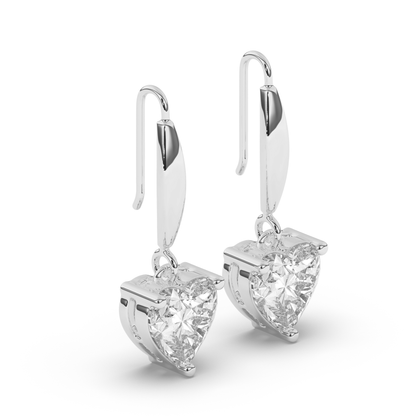 Heart-Shaped Lab-Grown Diamond Dangle Earrings