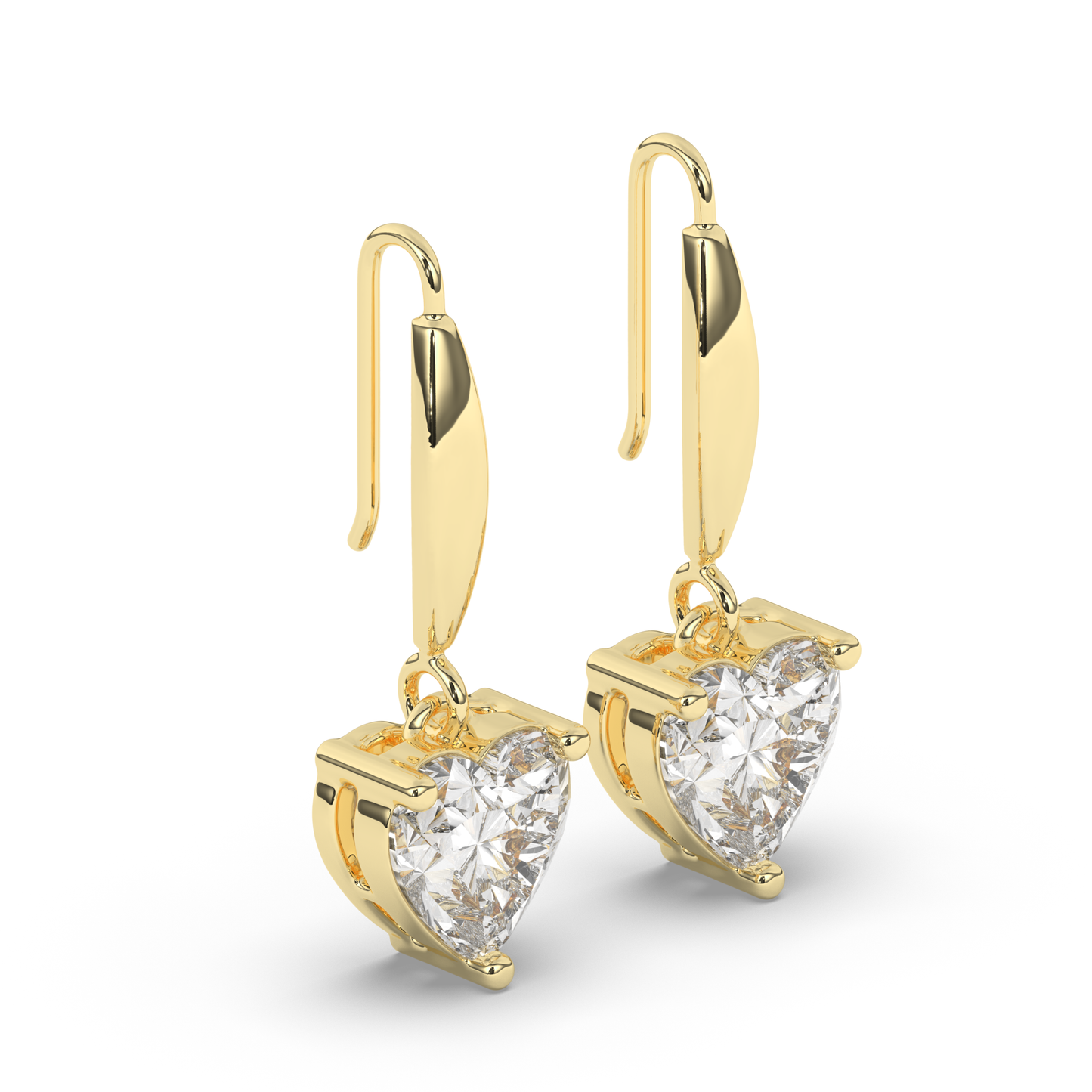 Heart-Shaped Lab-Grown Diamond Dangle Earrings