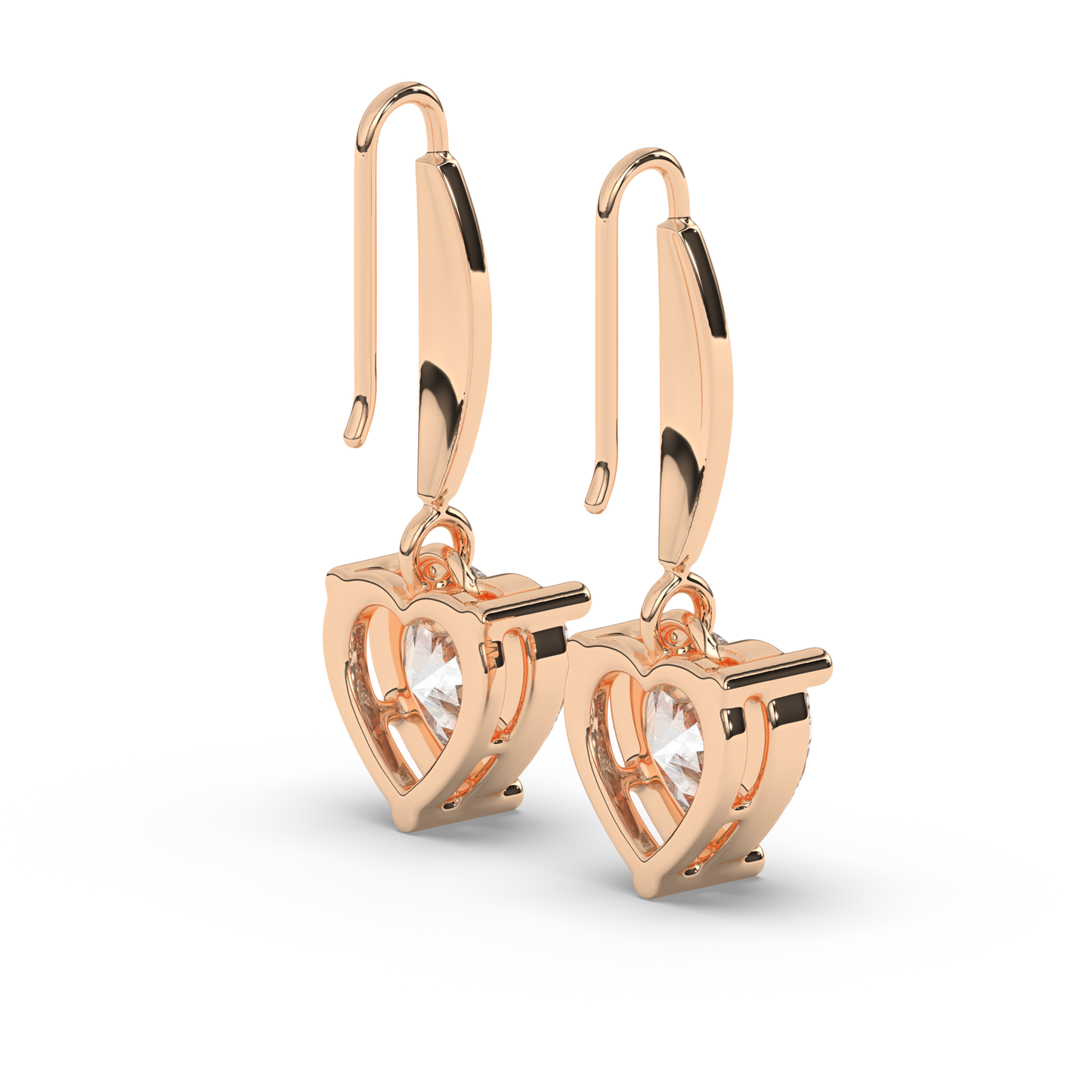 Heart-Shaped Lab-Grown Diamond Dangle Earrings