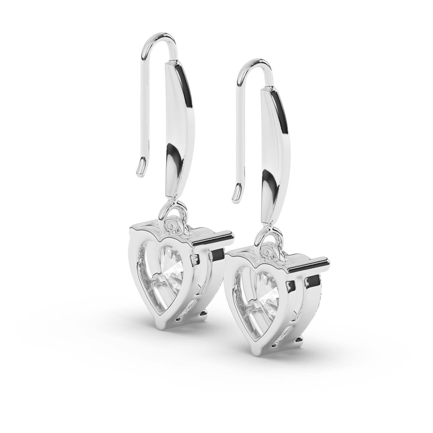 Heart-Shaped Lab-Grown Diamond Dangle Earrings