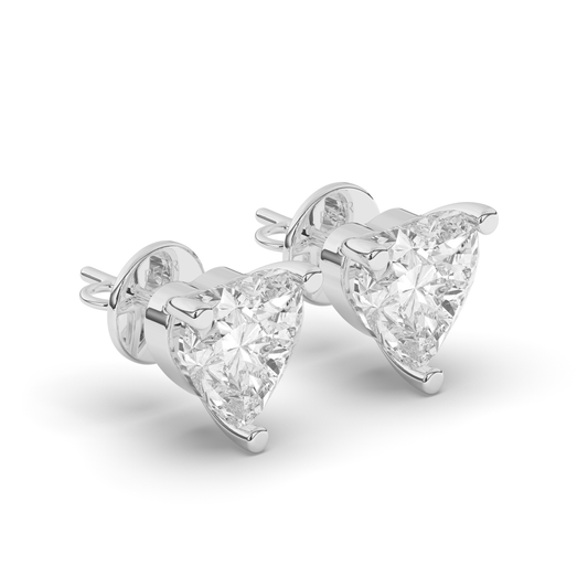 Romantic Heart-Shaped Lab-Grown Diamond Stud Earrings