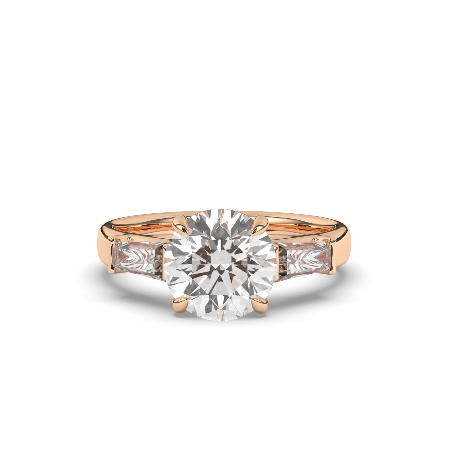 Three Stone Round & Baguette Lab-Grown Diamond Trilogy Ring