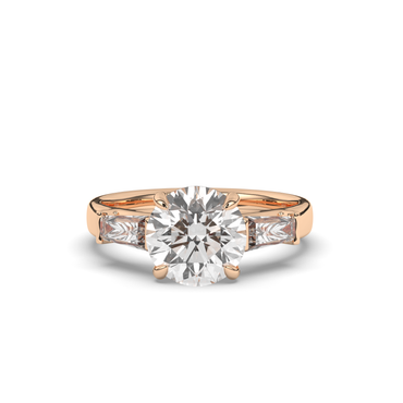 Three Stone Round & Baguette Lab-Grown Diamond Trilogy Ring