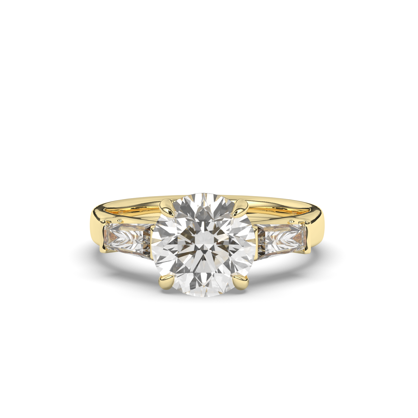 Three Stone Round & Baguette Lab-Grown Diamond Trilogy Ring