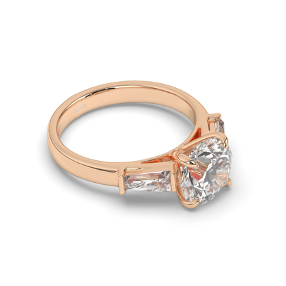 Three Stone Round & Baguette Lab-Grown Diamond Trilogy Ring