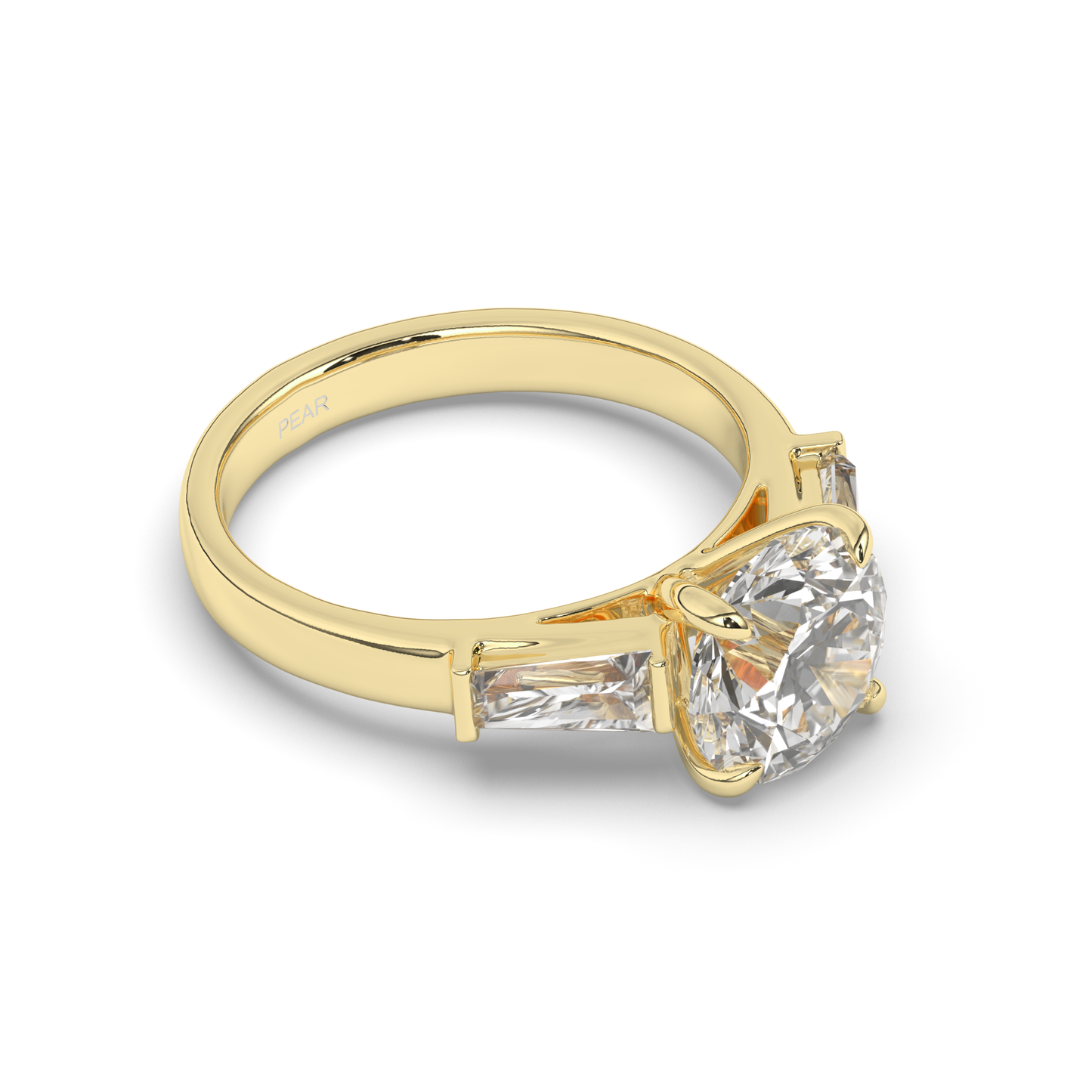 Three Stone Round & Baguette Lab-Grown Diamond Trilogy Ring