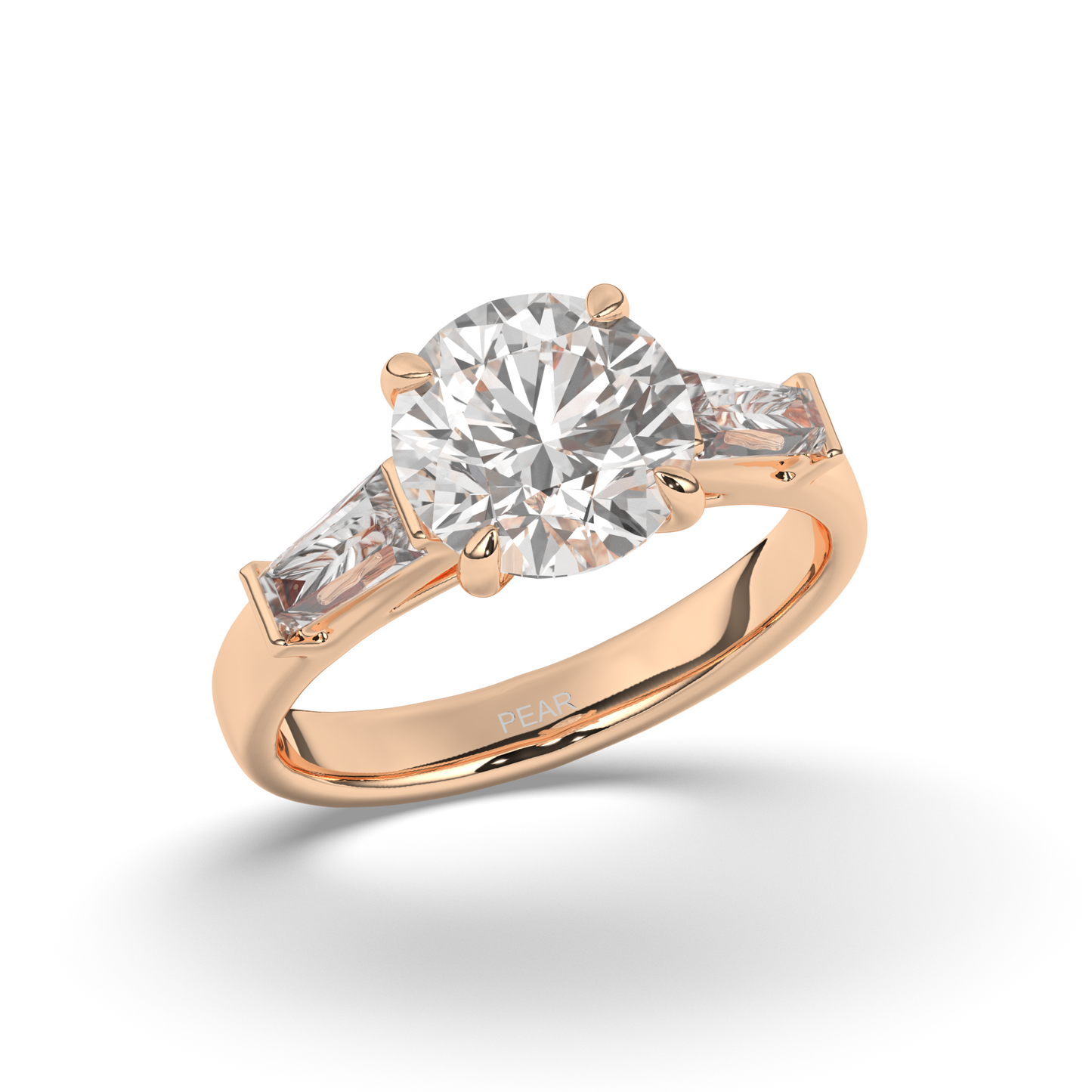 Three Stone Round & Baguette Lab-Grown Diamond Trilogy Ring