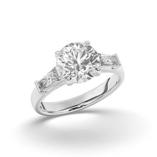 Three Stone Round & Baguette Lab-Grown Diamond Trilogy Ring