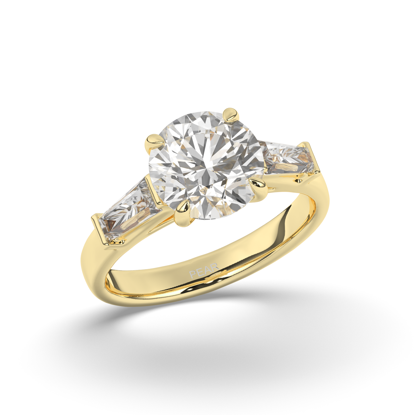 Three Stone Round & Baguette Lab-Grown Diamond Trilogy Ring