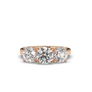 Troupee Round Lab-grown 3 Stone Diamond Ring