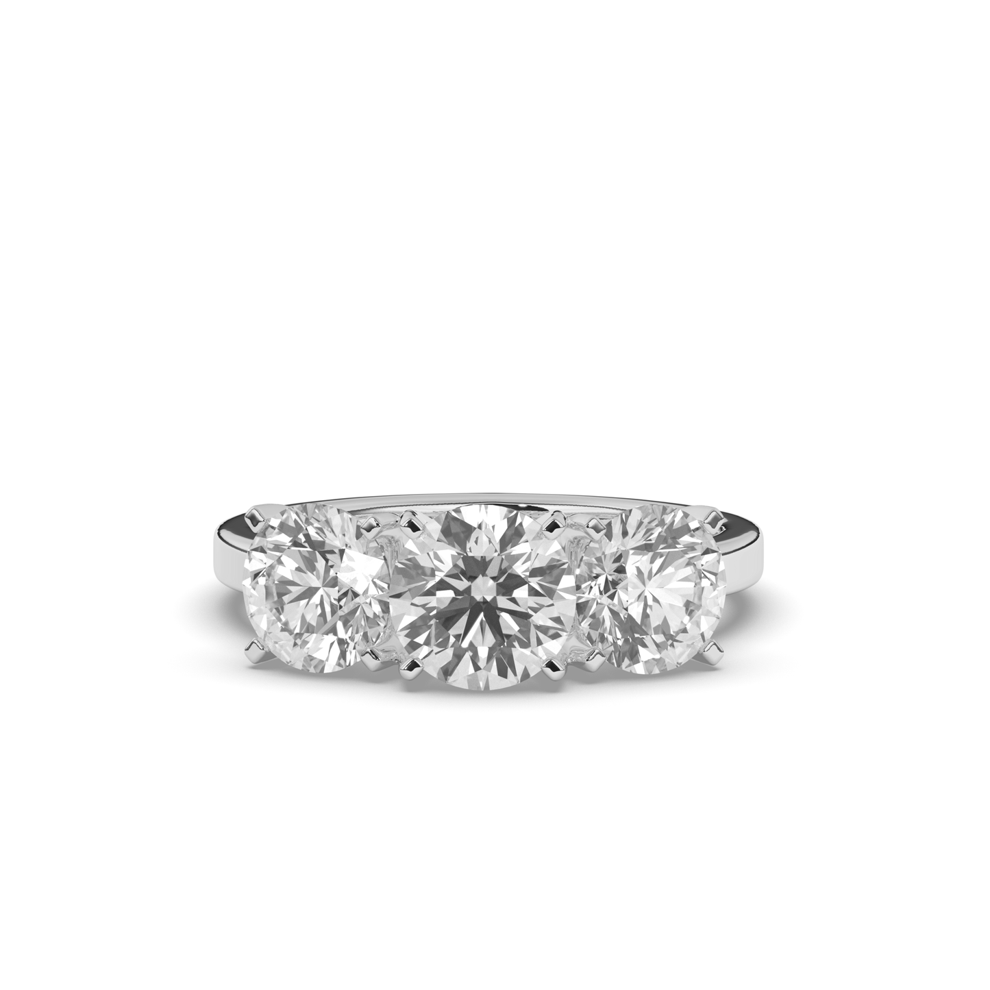 Troupee Round Lab-grown 3 Stone Diamond Ring