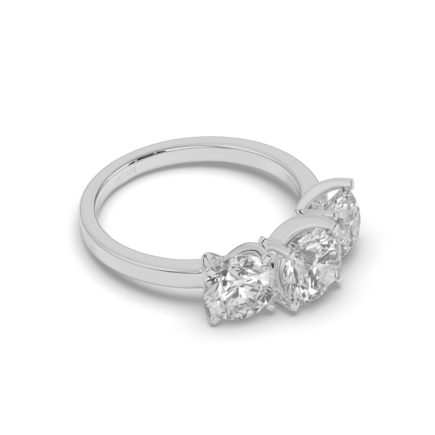 Troupee Round Lab-grown 3 Stone Diamond Ring