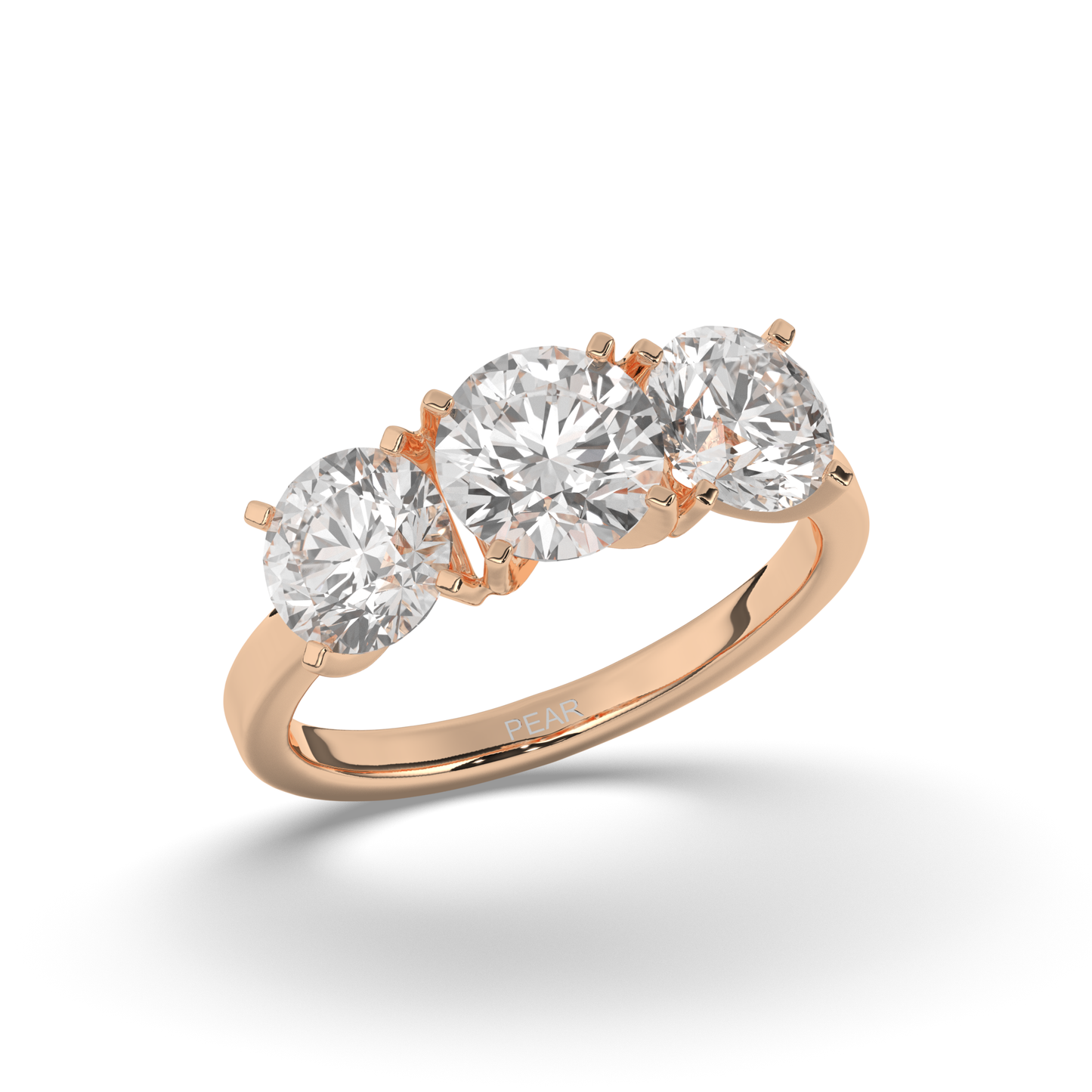 Troupee Round Lab-grown 3 Stone Diamond Ring