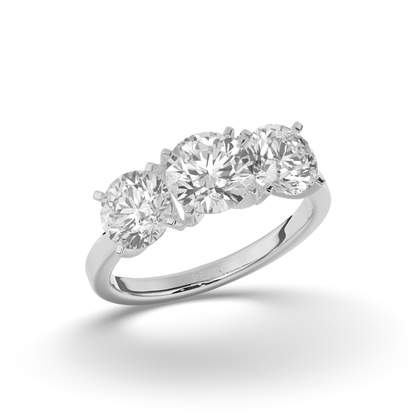 Troupee Round Lab-grown 3 Stone Diamond Ring