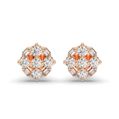 Luxurious Cluster Round & Baguette Lab-Grown Diamond Earrings