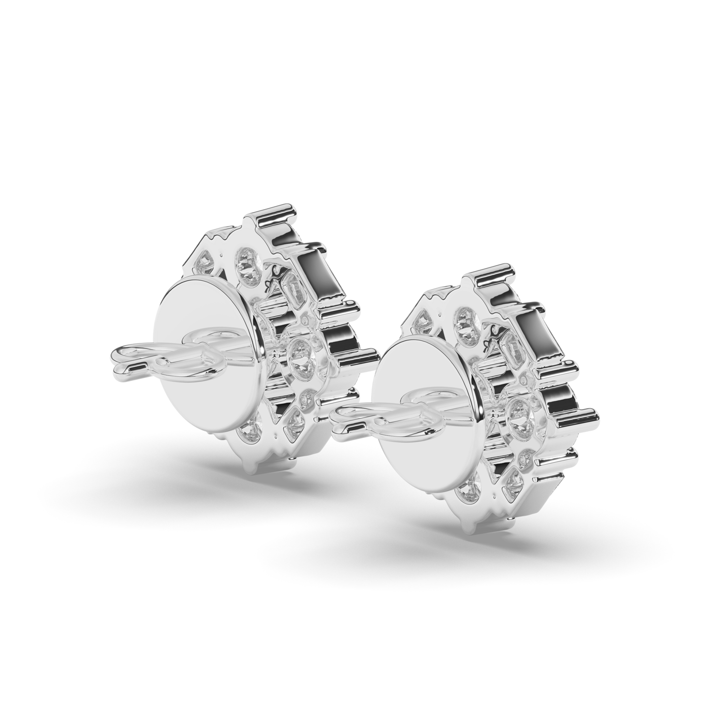 Luxurious Cluster Round & Baguette Lab-Grown Diamond Earrings